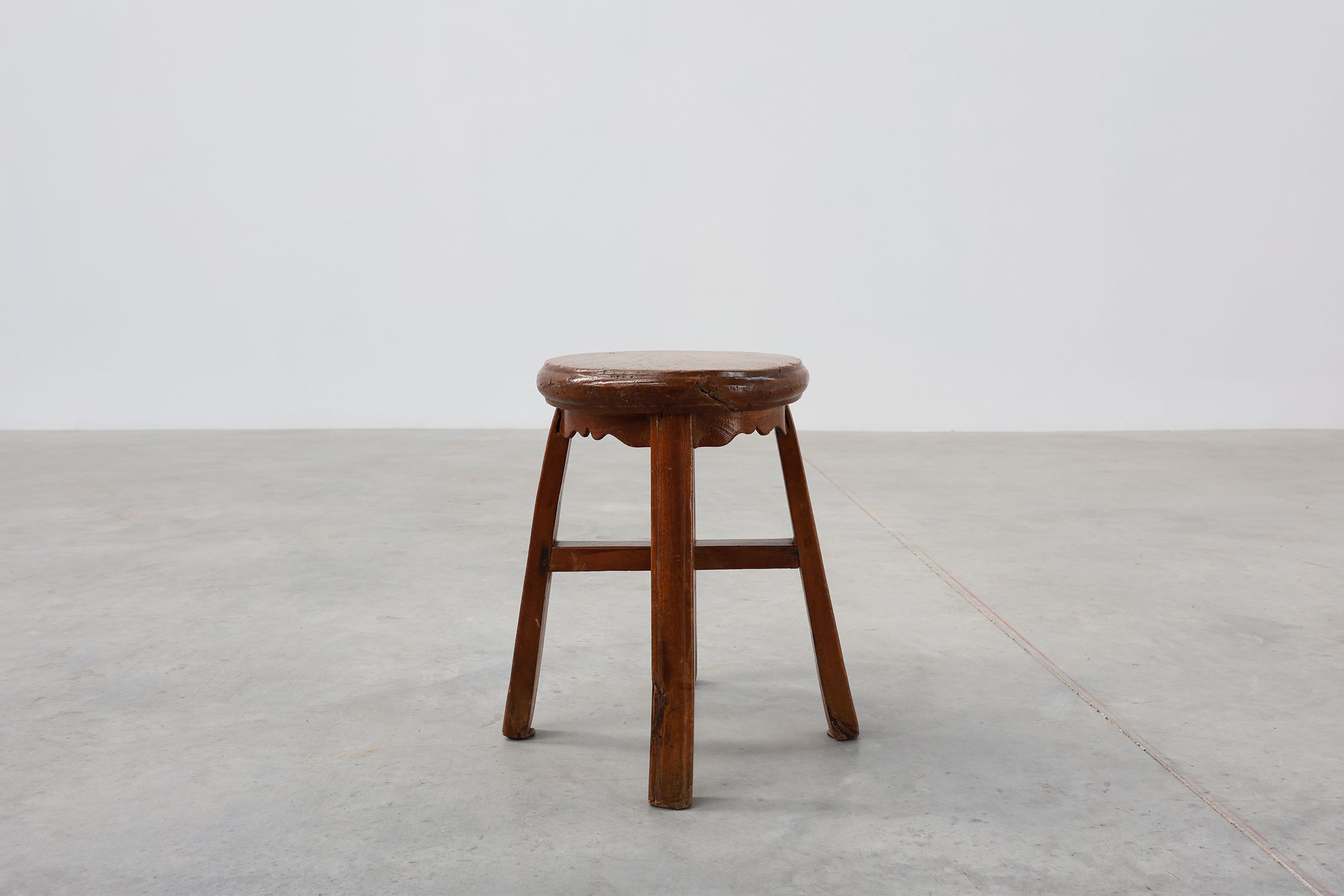 French Antique round stool in oak with nice patina, ca. 1850thumbnail